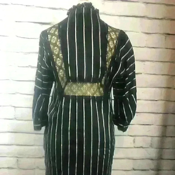 Sandro Paris Black White Striped Linen Mini Dress - Picture 2 of 14